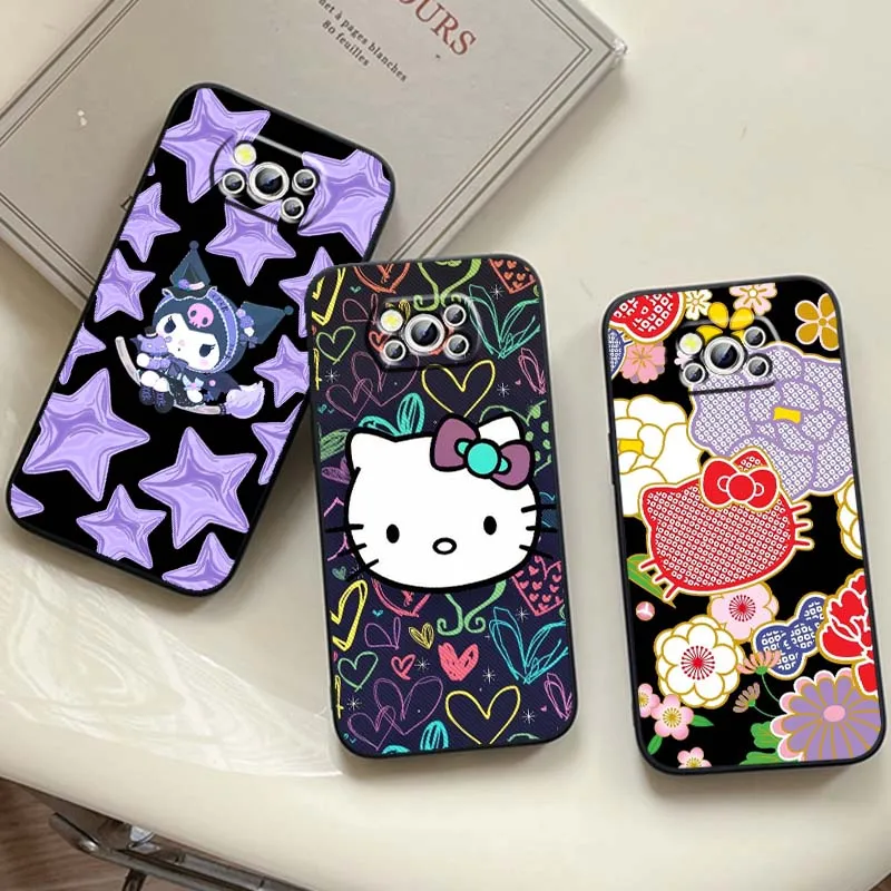 

Kuromi Sanrio Hello Kitty Art Phone Case For Xiaomi Mi Poco F3 F4 F5 F6 X3 X4 X5 X6 X7 M3 M4 M5s M5 M6 GT Pro 5G Black Cover