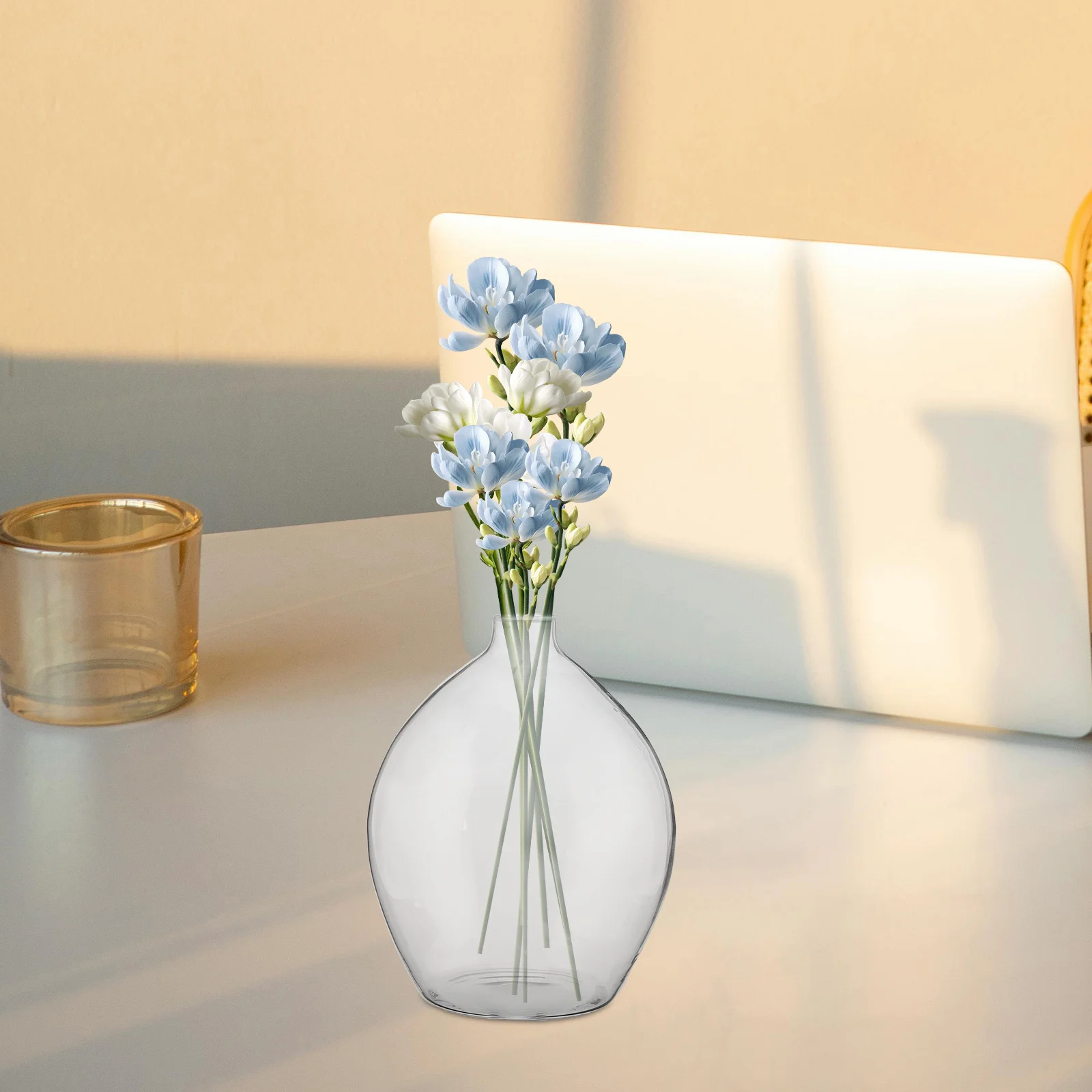 

Mini Narrow Mouth Glass Vase Japanese Style Clear Hydroponic Vase for Single Stem Flowers Home Decor Table Centerpiece