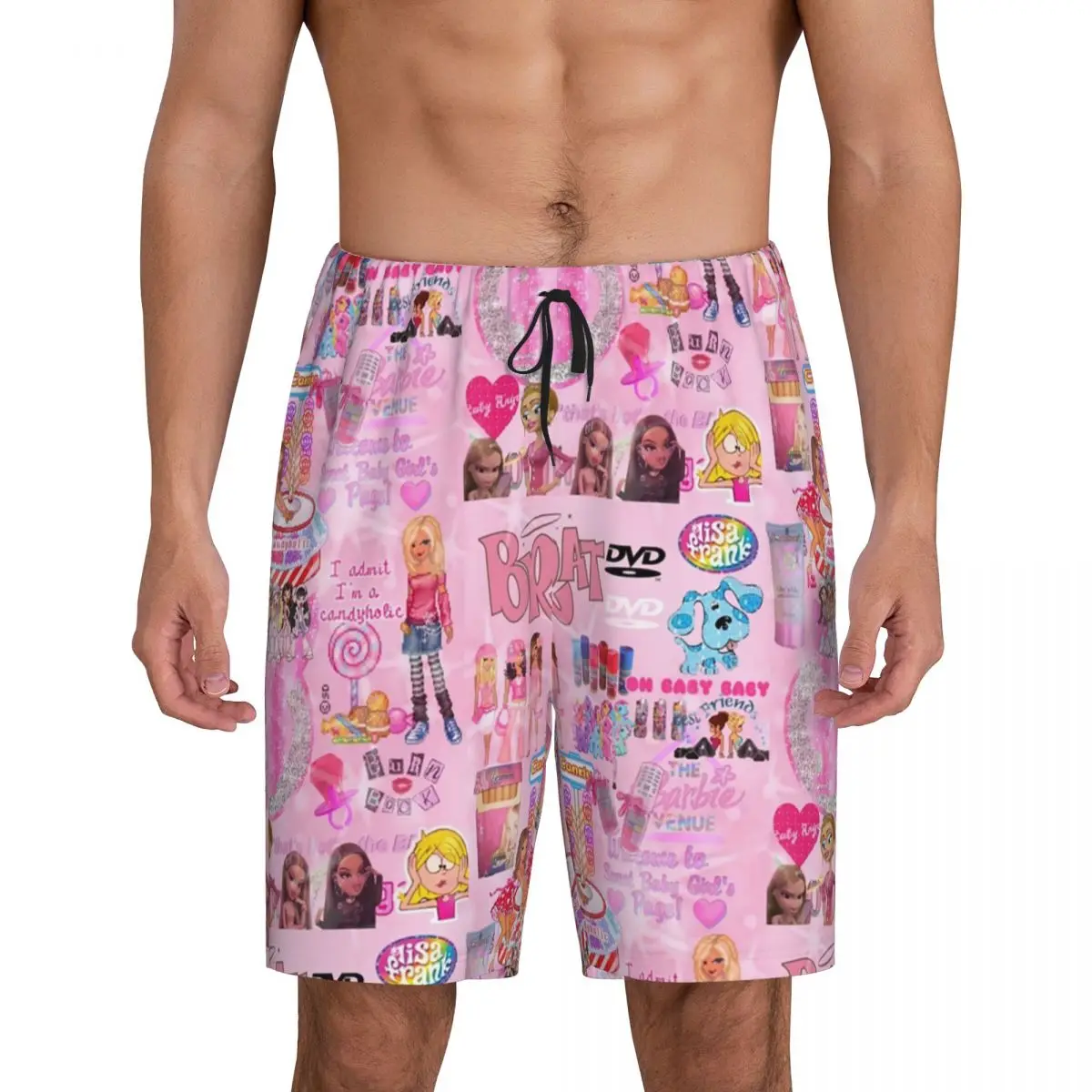 Custom Aesthetic Collage Pajama Shorts Sleepwear Men's Elastic Waistband Cartoon Manga Anime Sleep Lounge Short Pjs with Pockets