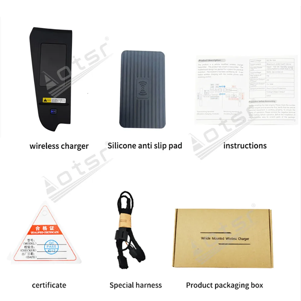 Aotsr Fast Charging Auto Phone Charger Accessory For Toyota Noah/Little Alpha/Voxy90 (2020-2024) Dedicated Wireless Car Charger