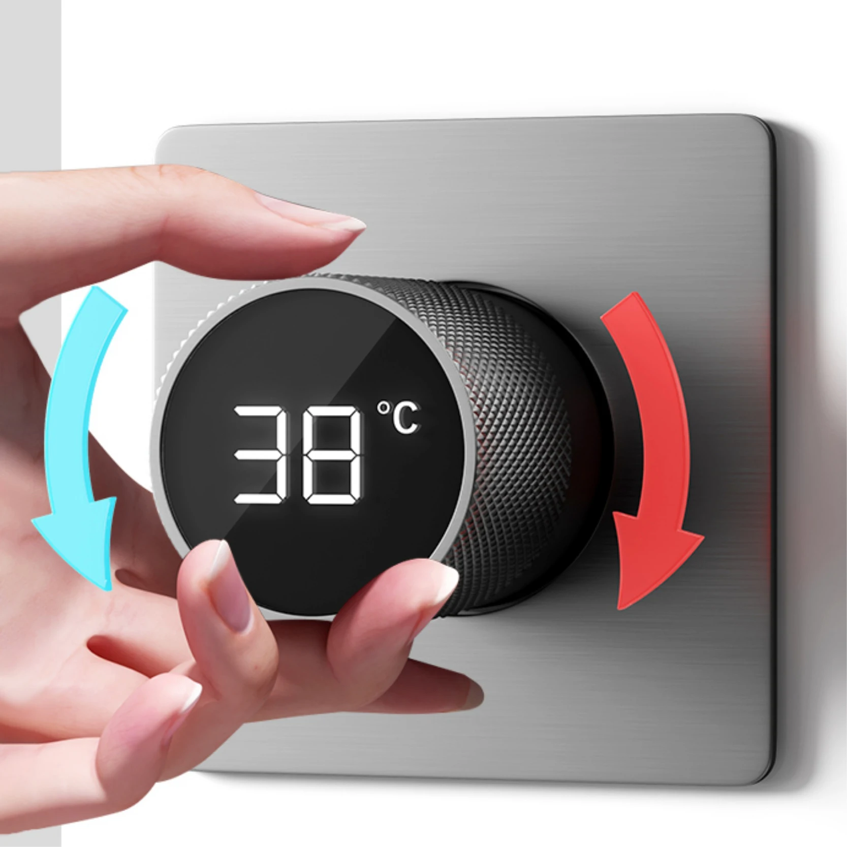 Minimalism Gun Grey Brass Embedded Bathroom Tap System.Wall-Mounted design LED Digital Display Hot/Cold Water Basin Faucet