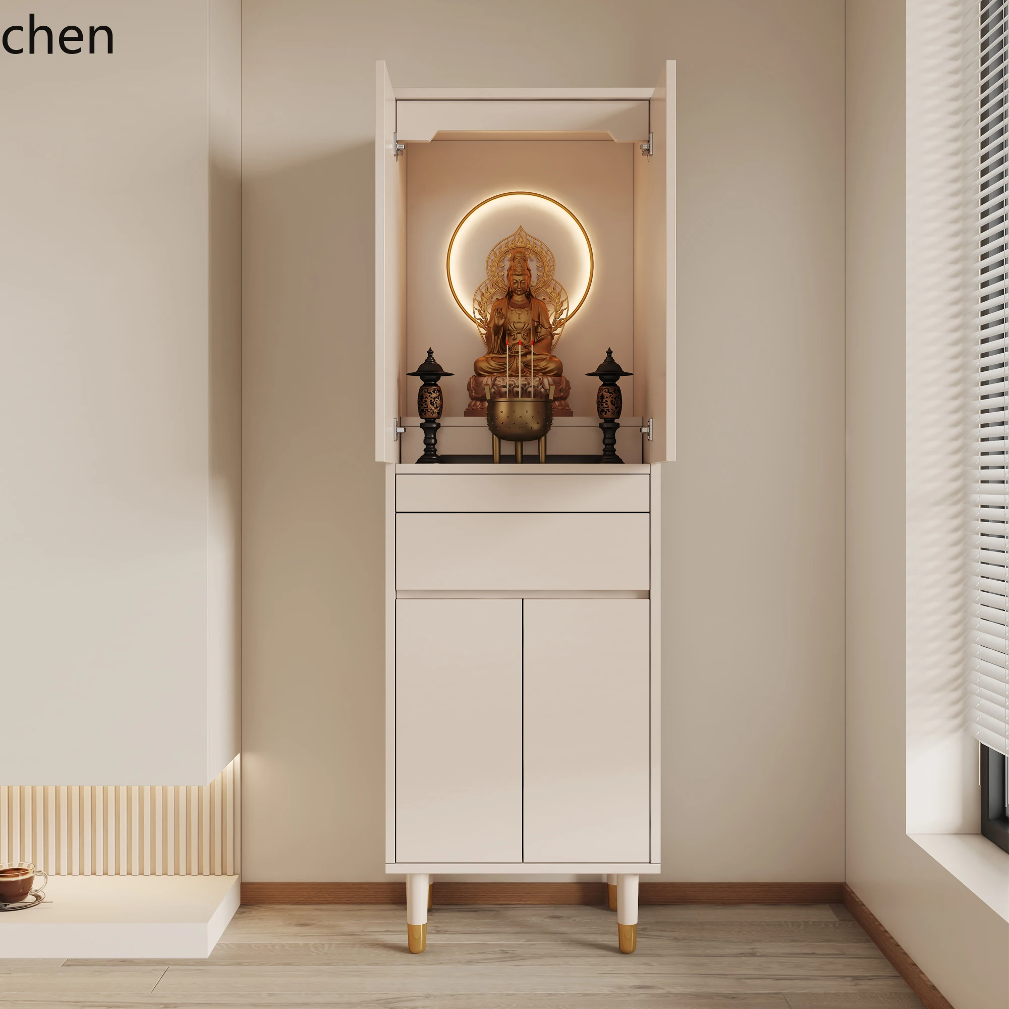 PYH solid wood Buddhist niche household modern light luxury God of Wealth cabinet small cabinet incense table