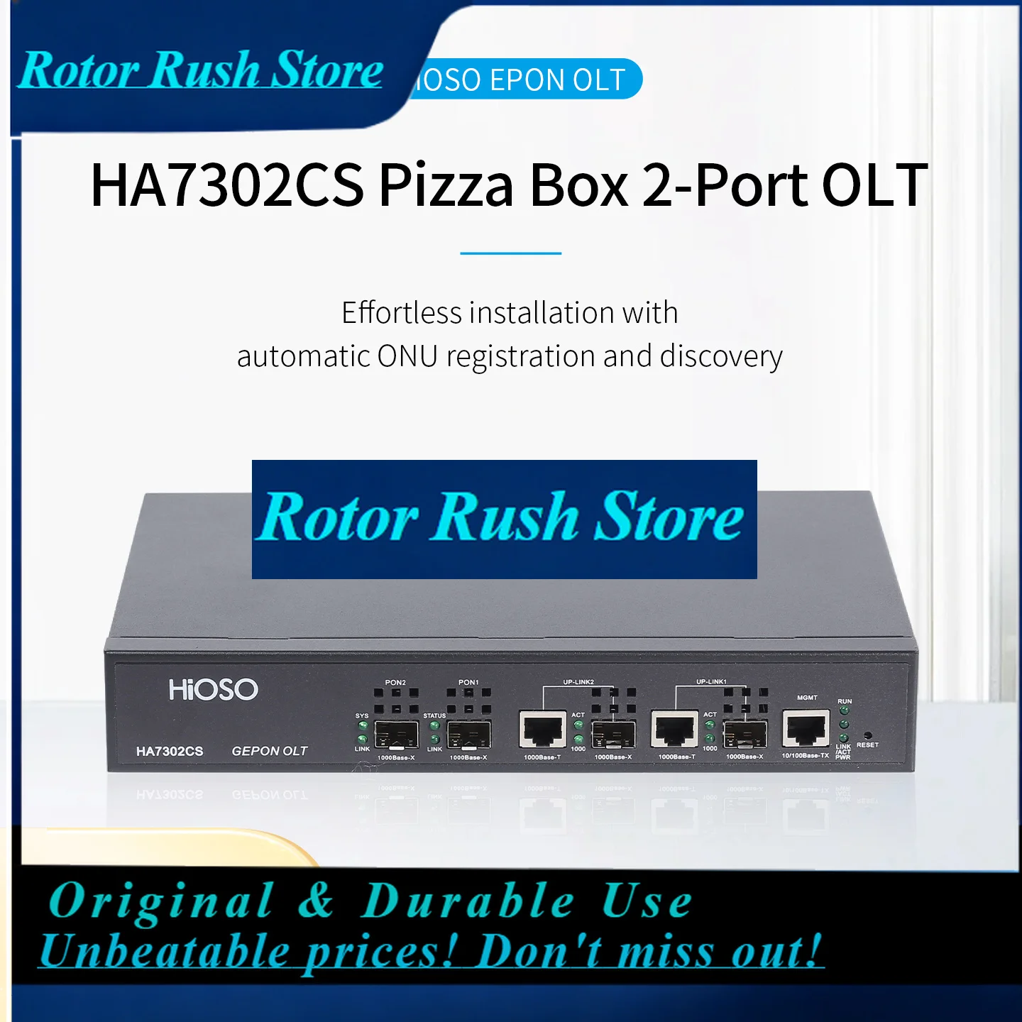 RoRuSHiOSO HA7302CS 2PON With 2pcs Px20+++++sfp Modules EPON OLT LAN Uplink Fiber Optic Equipment FTTx 2 Ports Mini OLT