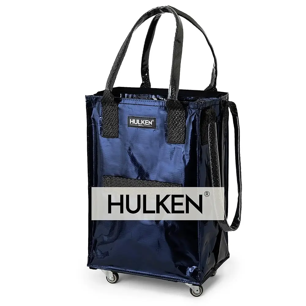 

(Small, Midnight Blue) Reusable Grocery Bag On Wheels, Shopping Trolley, Rolling Tote, Zipper Closure, Lightweight, Carries Up