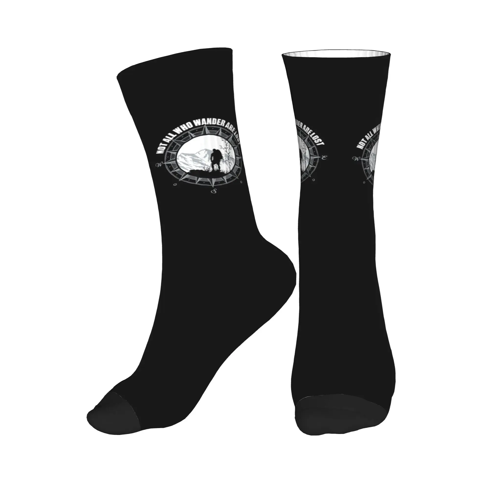 

Not All Who Wander Are Lost Dress Socks Men's Women's Warm Funny Novelty Adventure Camping Crew Socks