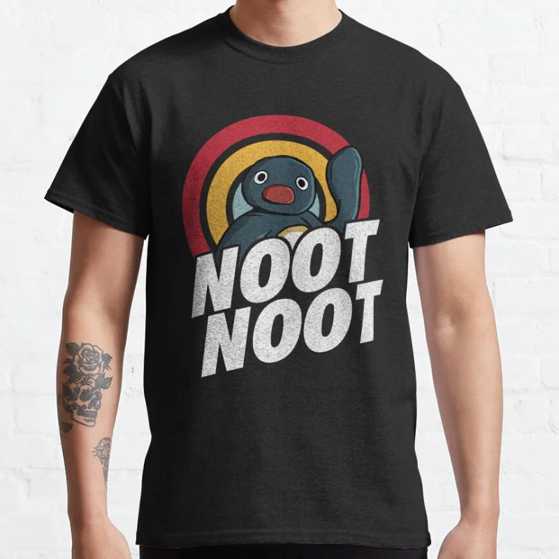 

Noot Noot Funny Penguin Vintage Rainbow Funny Animals meme gift T shirt for men Large size Tops 100% cotton printed Clothes