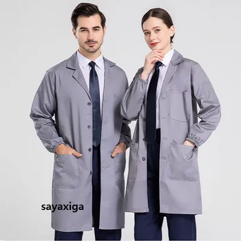 Bata de laboratorio antiestática azul para hombre y mujer, suministros de laboratorio, uniformes de fábrica de alimentos, batas eléctricas de manga larga, uniformes de trabajo