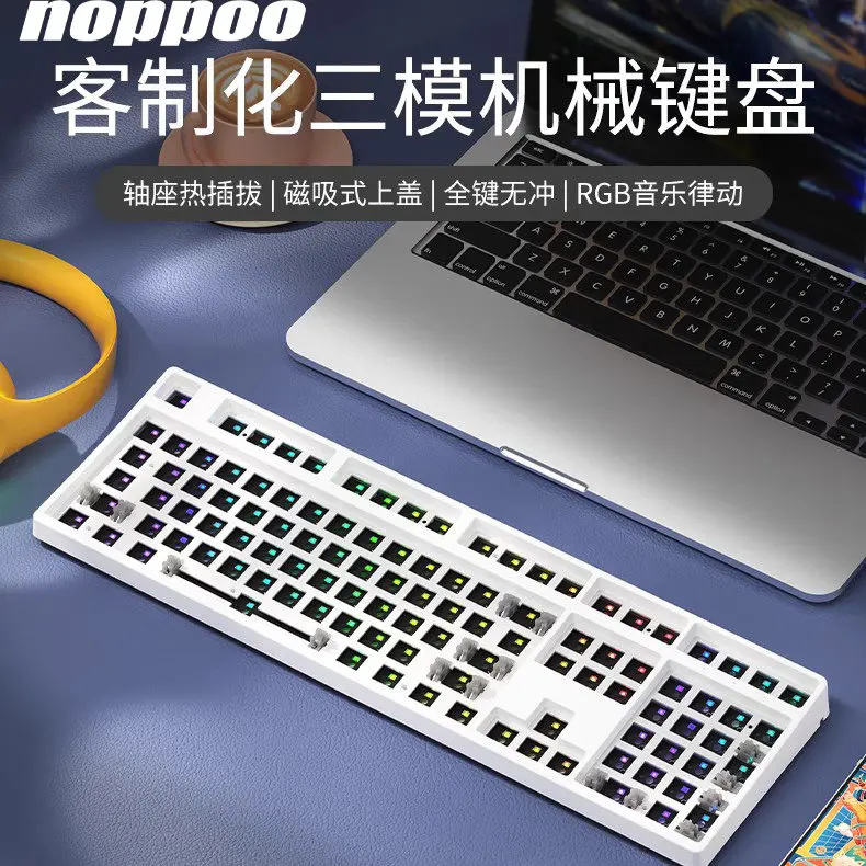 Noppoo F108 Mechanical Keyboard Kit 108keys Three Mode Hot Swap RGB Switch PBT Keyboard Kit Custom Gaming Keyboard Accessories