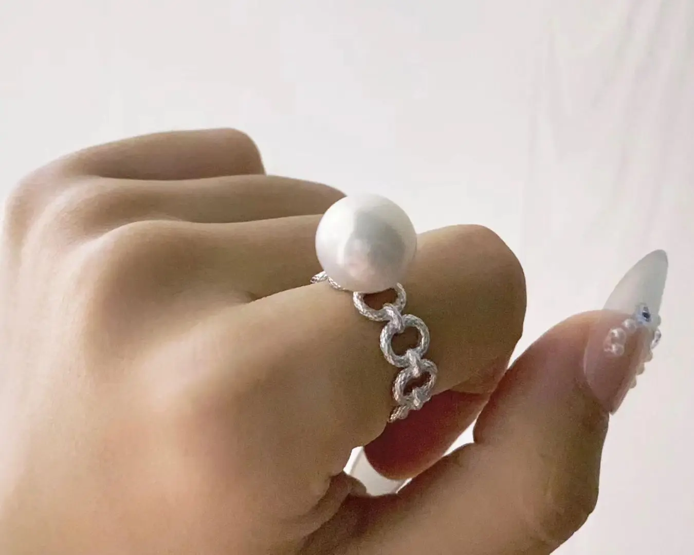 S925 Sterling Silver Adjustable Ring Mount Settings Findings Mountings Accessory Parts Fittings for 10-12mm Pearls 5pcs/lot