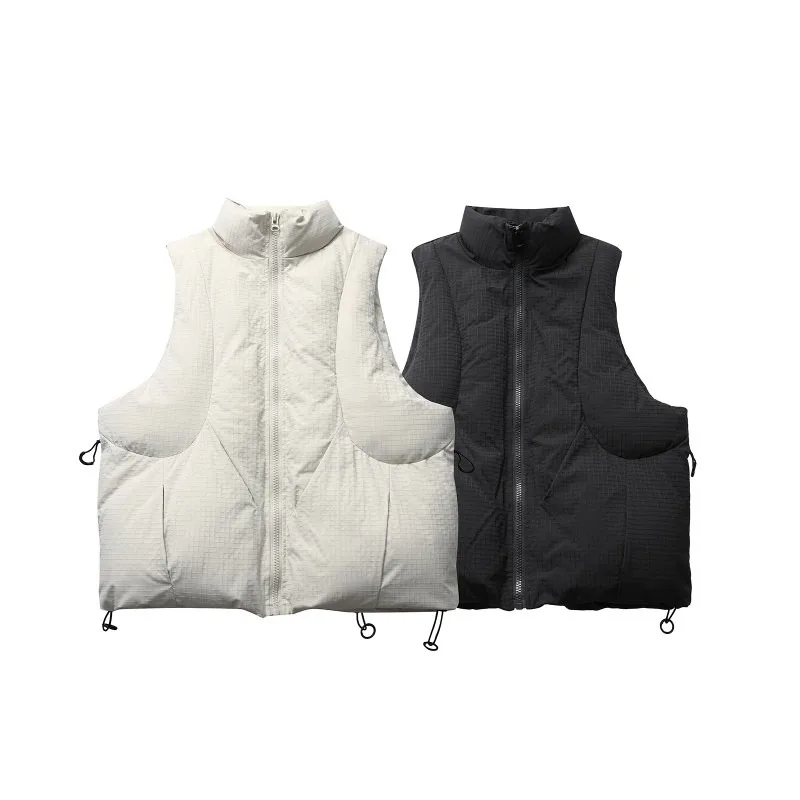 Winter Stand-Up Collar Solid Color Cotton Vest Windproof and Warm Japanese-Style Wraparound for Men in Retro Style