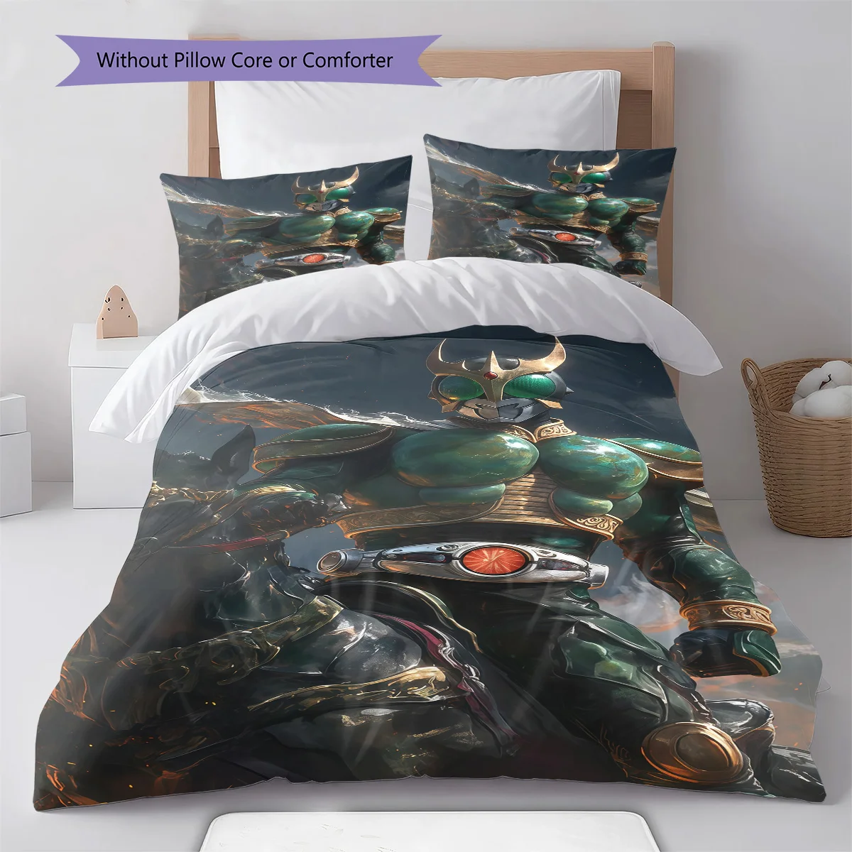 Kamen Rider Hero Pose Bedding Set Anime Duvet Cover Polyester Soft Comforter Bedroom Set -QJY