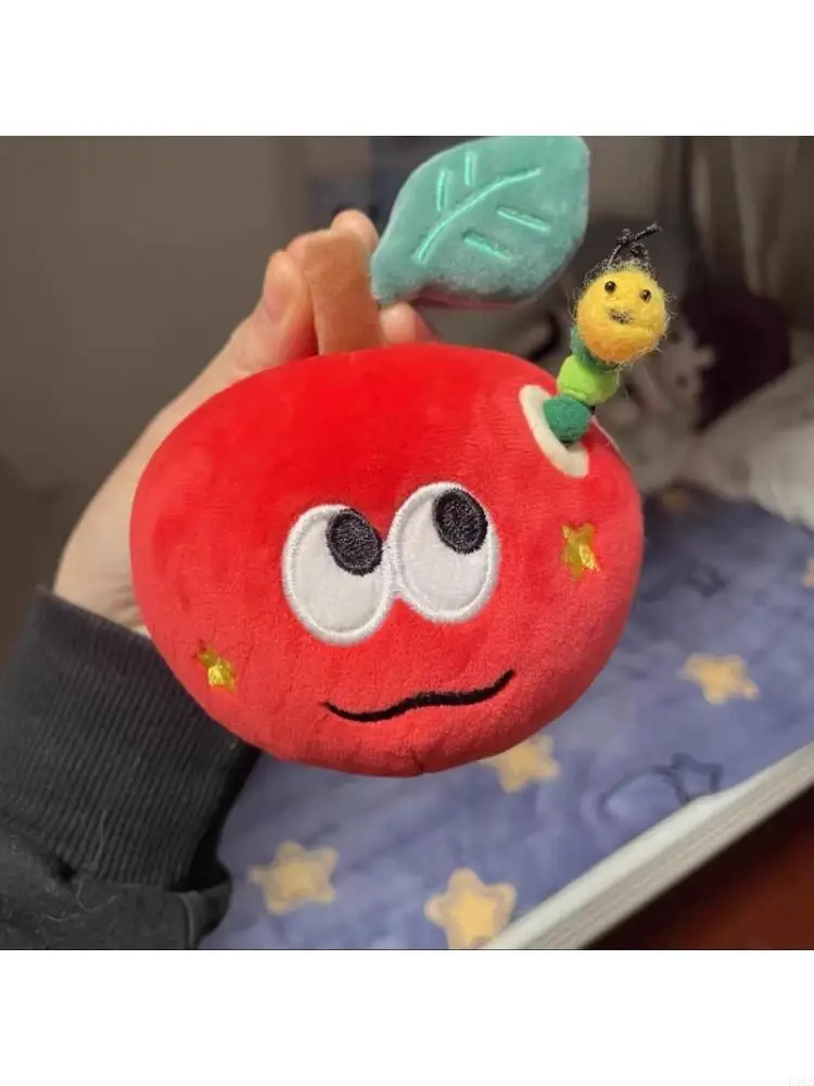 Plush Apples Keychain for Women Purse Handbag Backpacks Bag Charm Pendant Auto Interior Decors Accessories Car Keyrings 