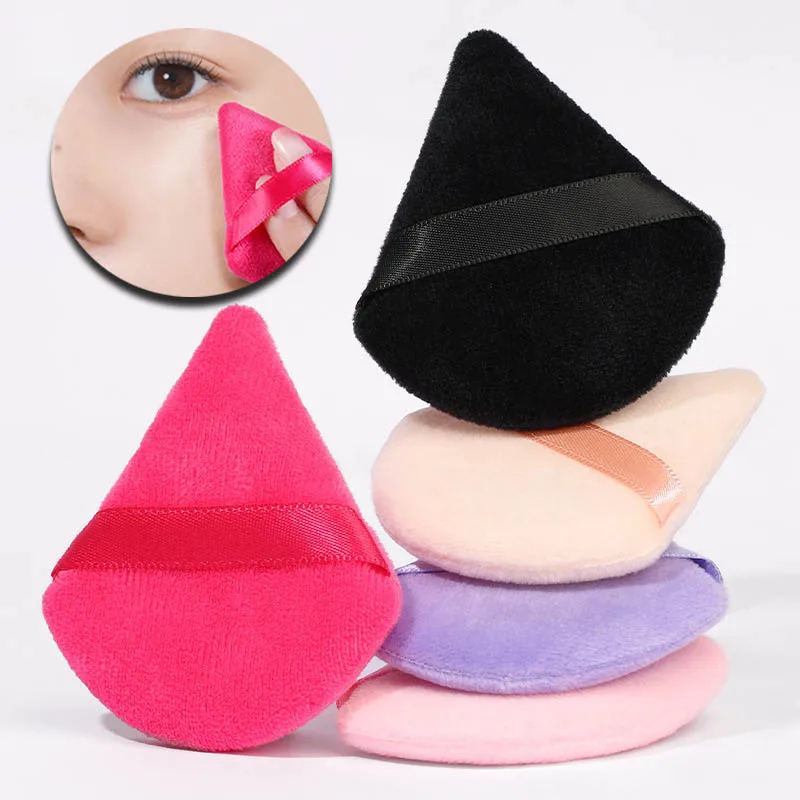 100Pcs Triangle Velvet Powder Puff Makeup Puff Soft Plush For Loose Powder Setting Powder Liquid Foundation Cosmetic Tools