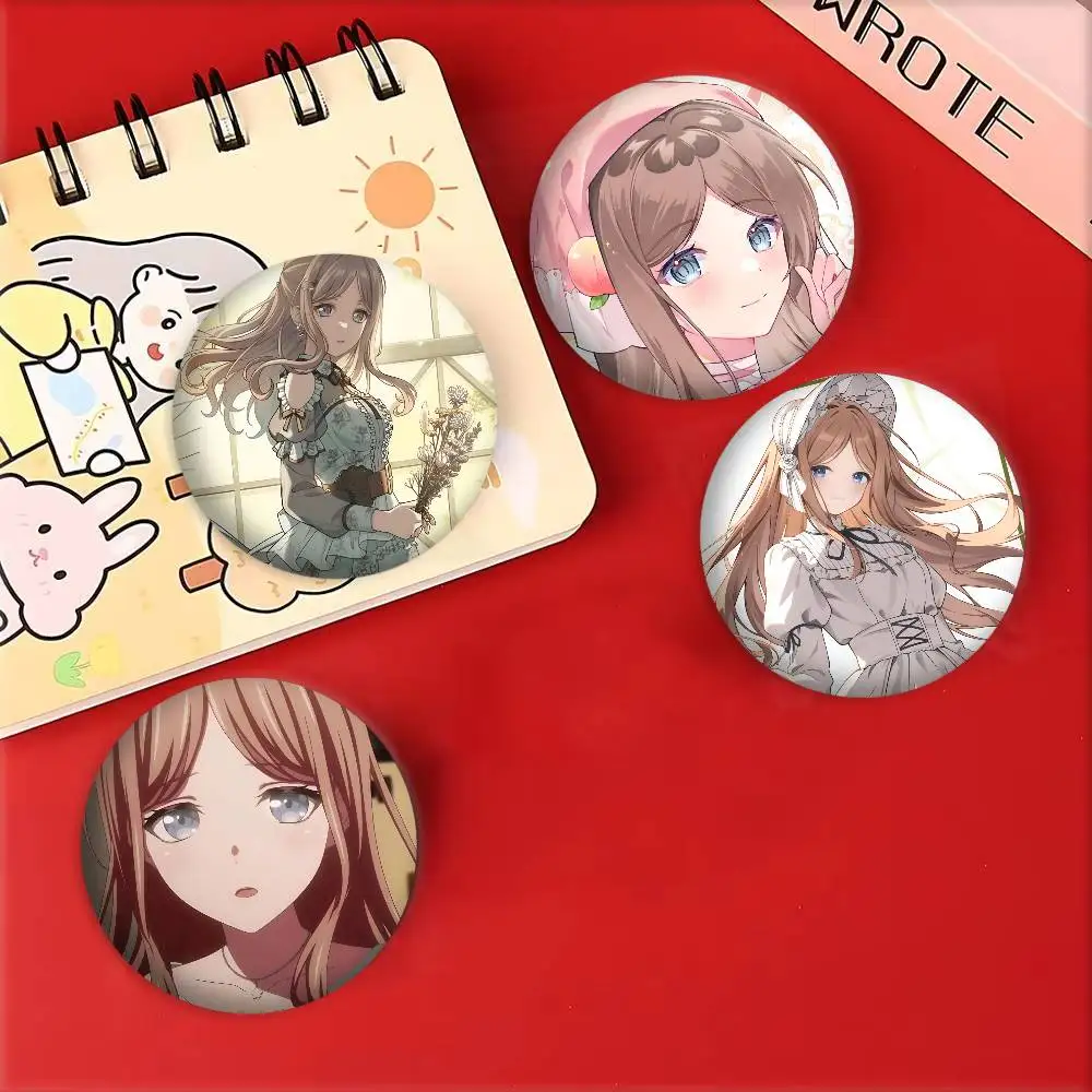 Insignias de Anime Girl B-BanG Dream Nagasaki Soyo, insignia láser redonda, broche de dibujos animados, ropa, mochila, accesorios, solapa