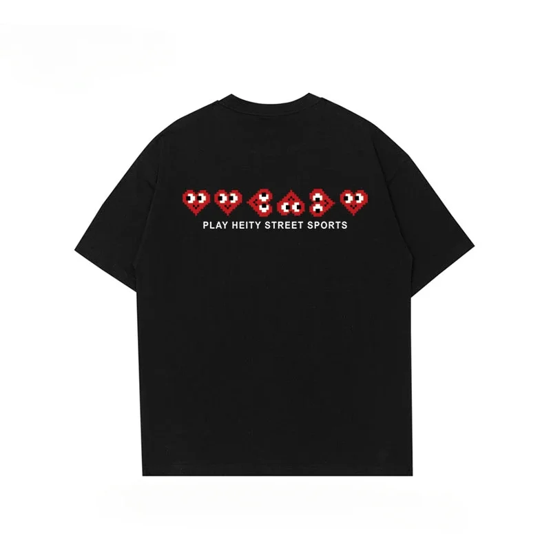 Trendy merk puur katoen bedrukt heren korte mouwen heren en dames cool heren los en veelzijdig T-shirt paar Amerika