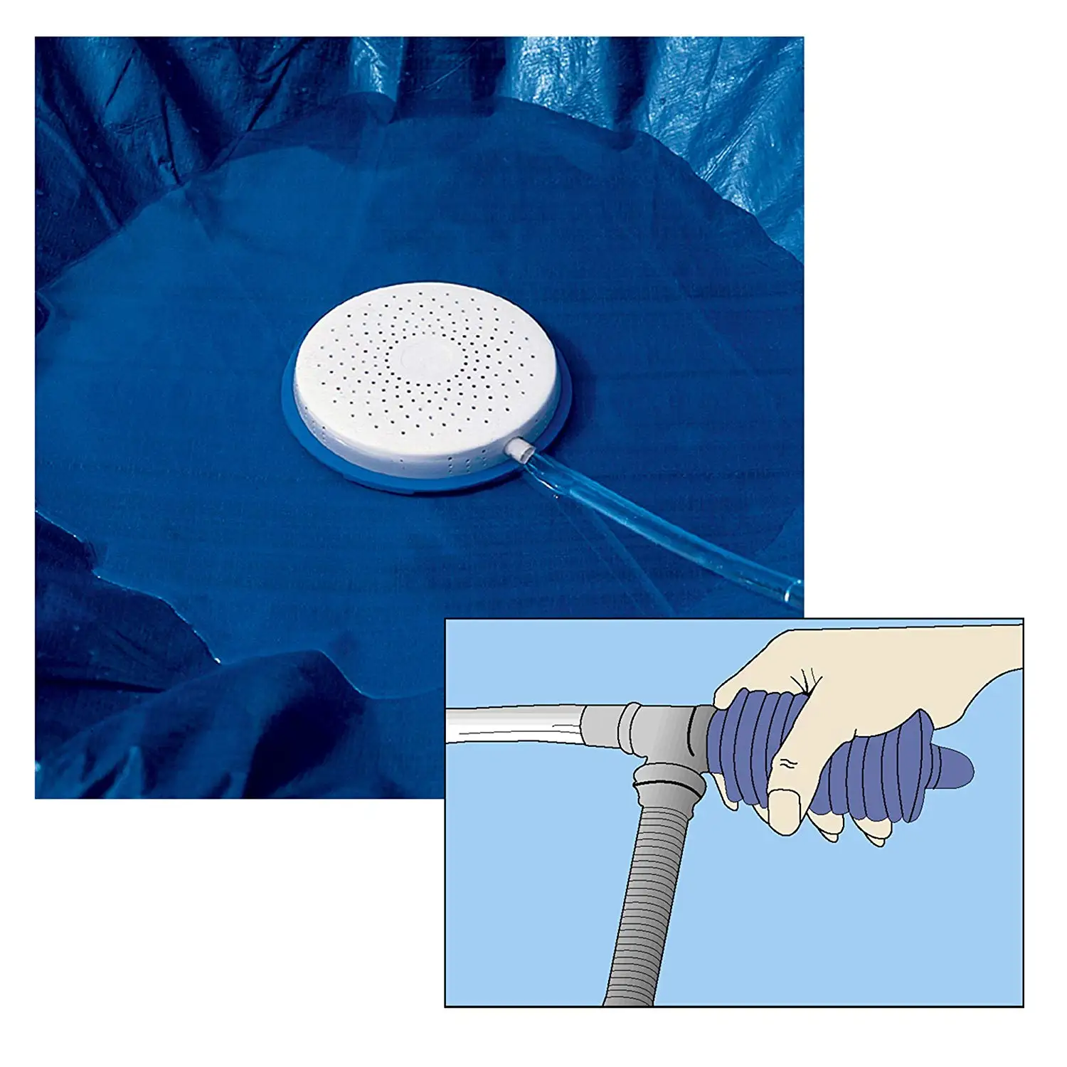 Non Electric Siphon Pump Kit for Pool Covers Water Removal with Heavy Duty Drain Hose，Winter Pool Maintenance