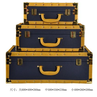 Set of 3 Pink Beige Grey Colors Metal Storage Trunks for Home Decoration and Organizer with Gold Lock Accessories