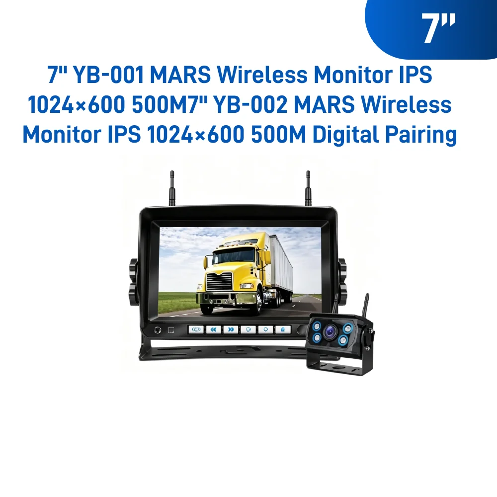 G-2053 MARS 7 Inch IPS Truck Display 1024*600, Wireless Rear View Kit 720P Camera 500M Digital Match 12-24V with U Bracket
