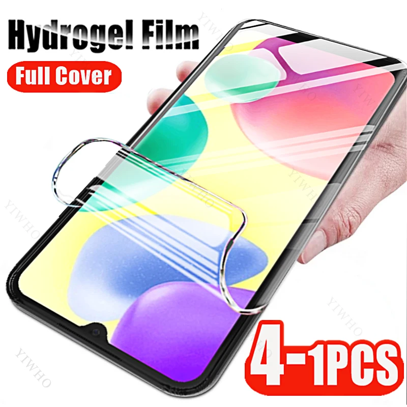 Protectores de pantalla de hidrogel para Xiaomi, película protectora de pantalla para Redmi 10 10A 10C 10X 9 9A 9C 9T 8 8A Pro 11 Prime 2022 Power 12C A2 Plus 4G 5G, 4-1 Uds.