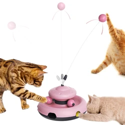 3in1 Mulit-cat Toy Cat Teaser Wand Feather Tracking Balls Weight Loss Enhance Intelligence Relieve Anxiety Kitty Interactive Toy