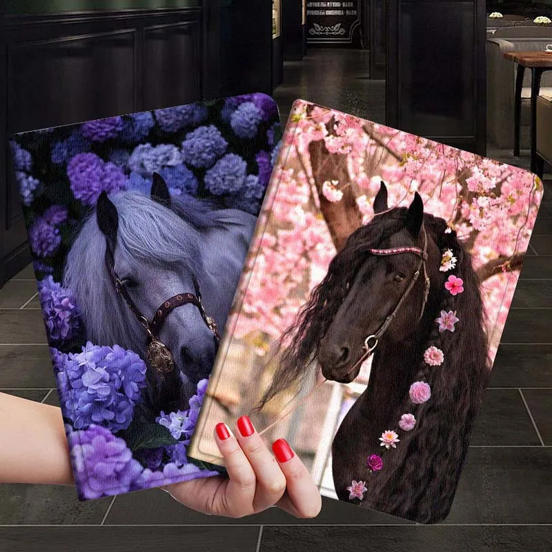 

Black Horse Cherry Blossom Tablet Case For Samsung Galaxy Tab S7 S8 S9 S10 FE Plus 12.4 13.1 Inch