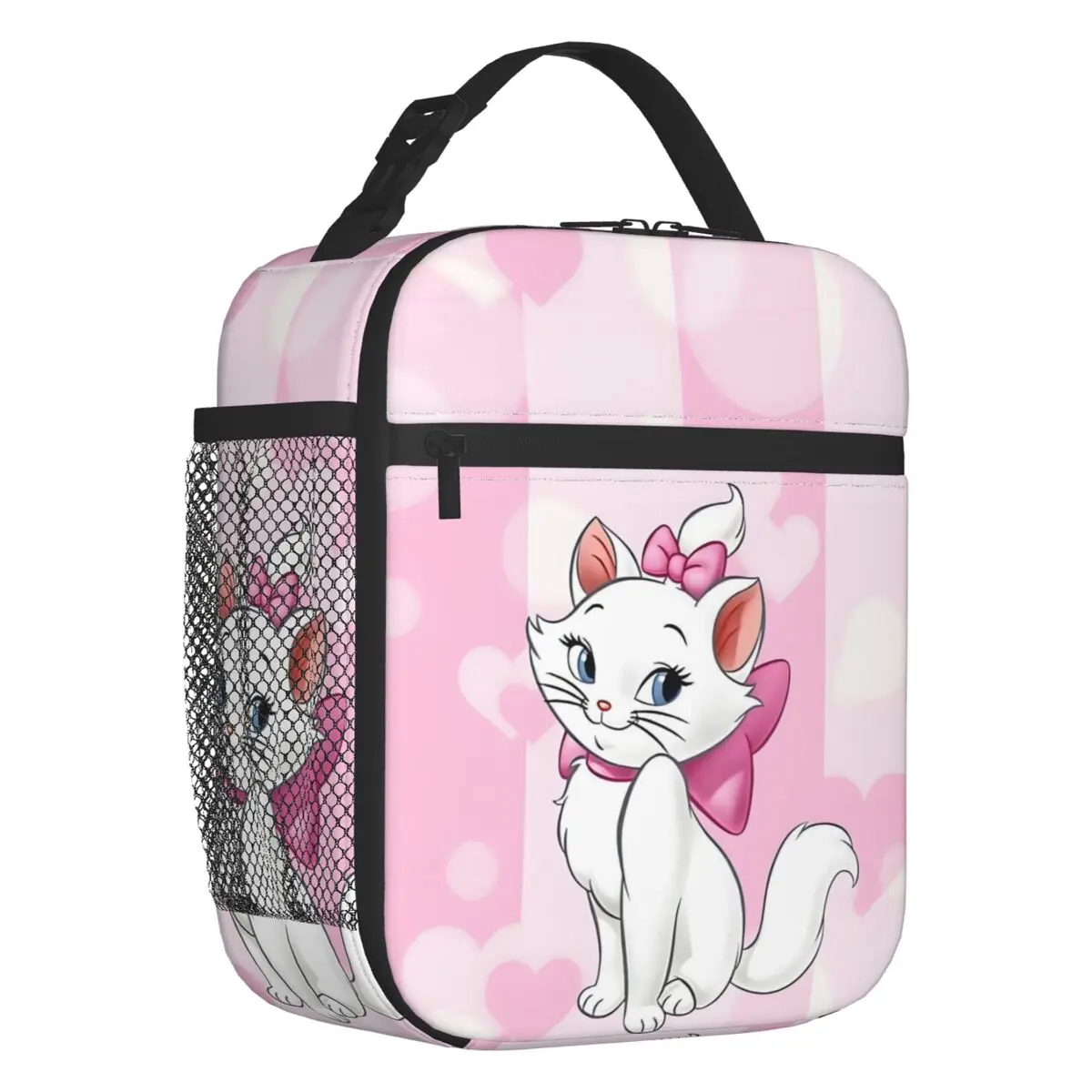 

Custom Cartoon Marie Cat Insulated Lunch Bag for Outdoor Picnic Animal Pink Kitten Film Waterproof Thermal Cooler Lunch Box