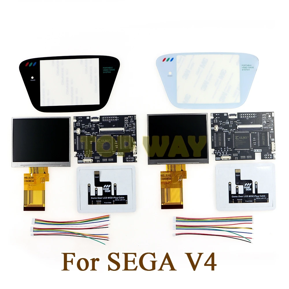 1set kit kaca layar LCD V4.0 V4, untuk SEGA GGGame Gear konsol layar penuh tampilan LCD lampu latar kecerahan