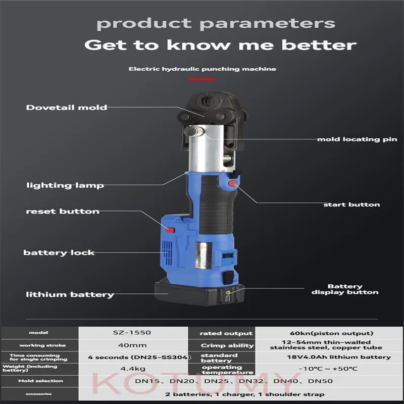Electric Stainless Steel Pipe Crimping Pliers SZ-15-50 Water Pipe Crimping Tool Ring Pressure Charging Portable Caliper
