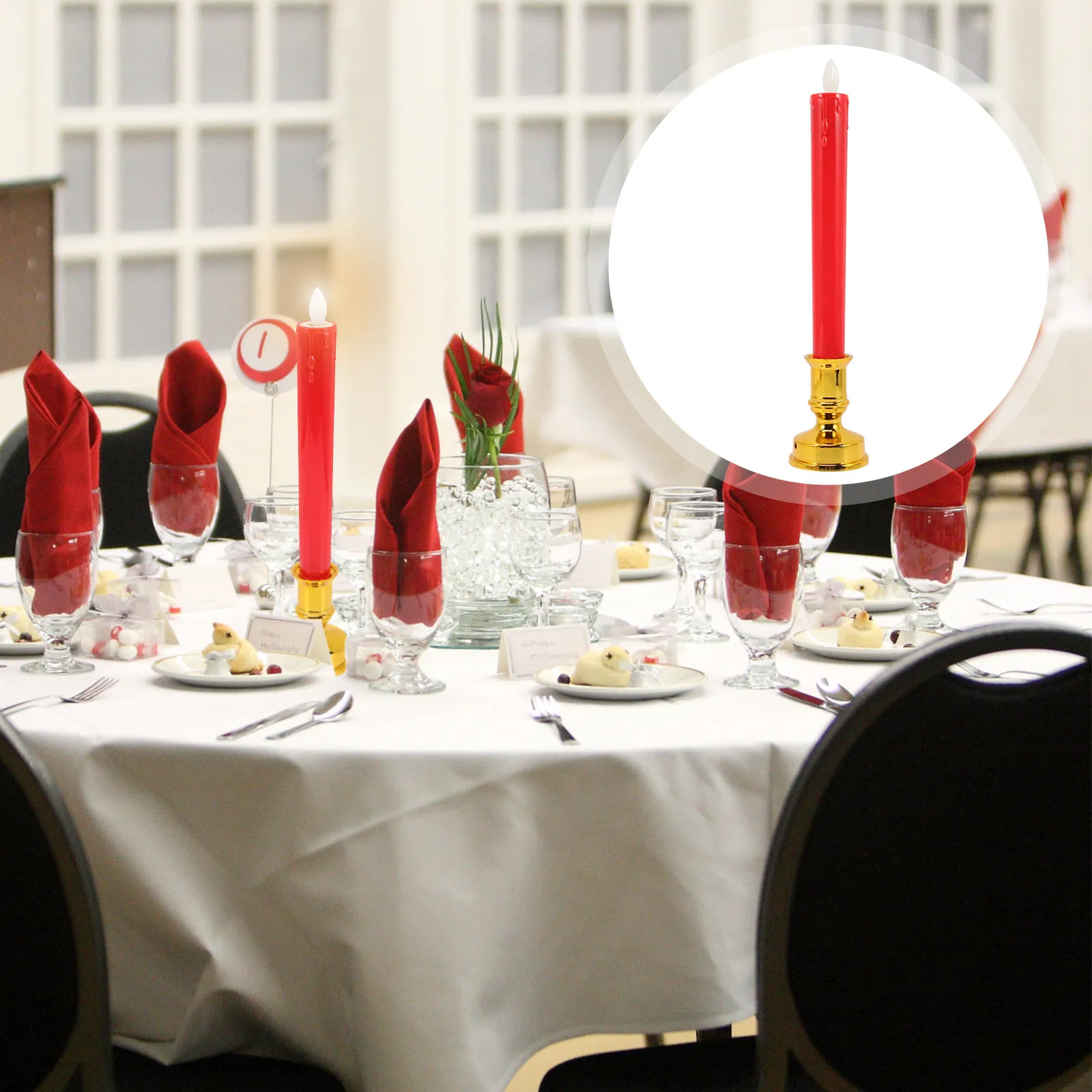 

2Pcs LED Electronic Candles Battery Operated Flickering Flameless Fake Candles for Home Wedding Festival Decorative Use
