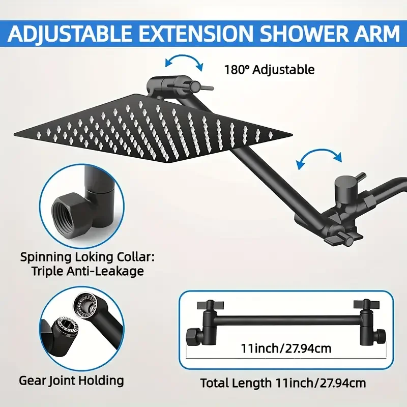 Imagem -04 - Handheld Shower Head Combo Chuva o Braço de Extensão Ajustável 11 de Alta Pressã