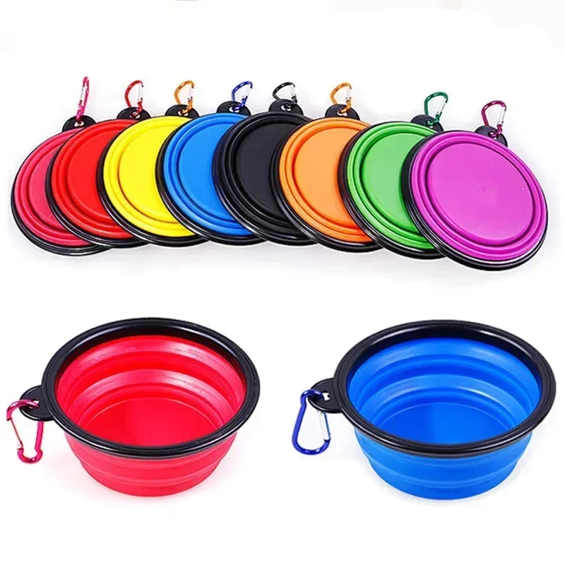 Cuenco plegable de silicona para perros y mascotas, contenedor de comida portátil para viajes al aire libre, plato alimentador, suministros para mascotas, 350ml