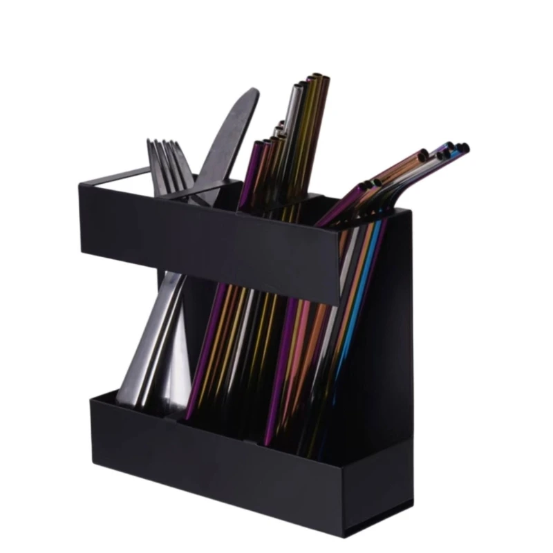 4X7B Compact Straw Dispenser Cabinet Shelf Organizers Nonslip Base Kitchen Helper