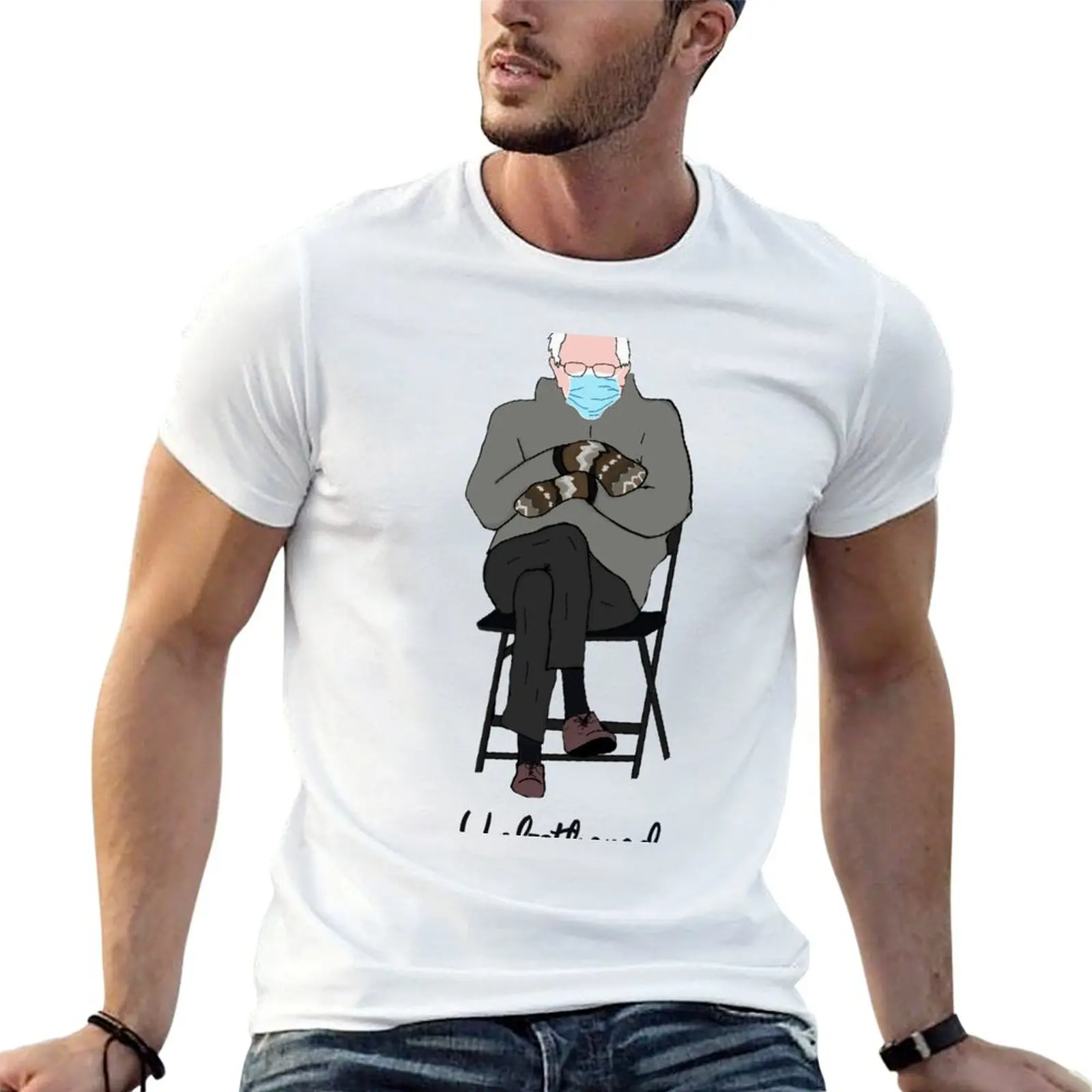 Unbothered Bernie Sanders with Mittens T-Shirt Anti-Wrinkle Short Sleeve T-Shirt