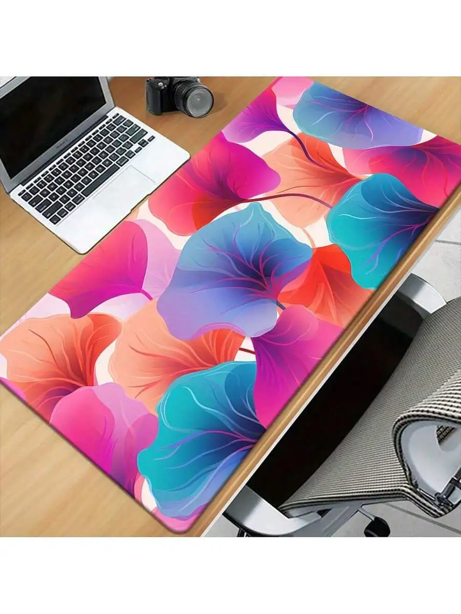 

Large Vibrant Floral Leaves Mouse Pad Waterproof Rubber Desk Mat Anti-Slip Base Soft Fabric Surface For Office Gaming