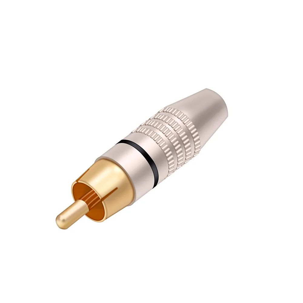 10pcs/lot RCA Male Plug Audio Connector Gold Plated Screw Type Solder-Free Speaker RCA Plug Wire Connectors