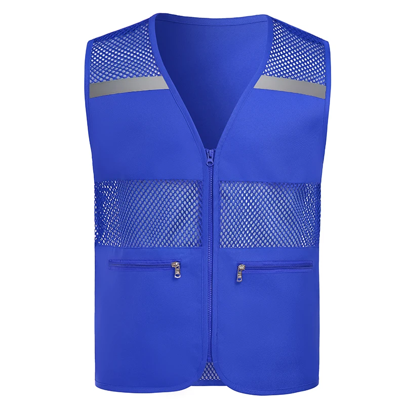 Outdoor Men Multi Pocket Reflective Vest Thin Mesh Shooting Work Construction Protective Jacket With Many Pockets With Logo