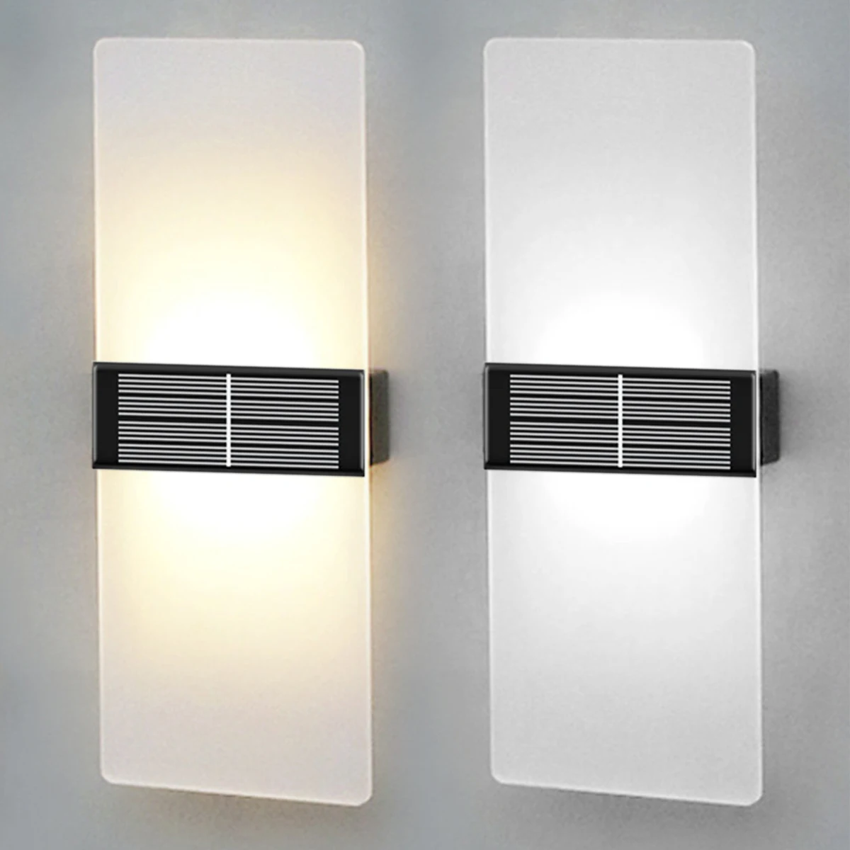 2PCS Transparent LED Solar Lights Wall Lamps Outdoor Waterproof Solar Lamp Up Down Luminous Door Garden Decoration Solar Lights