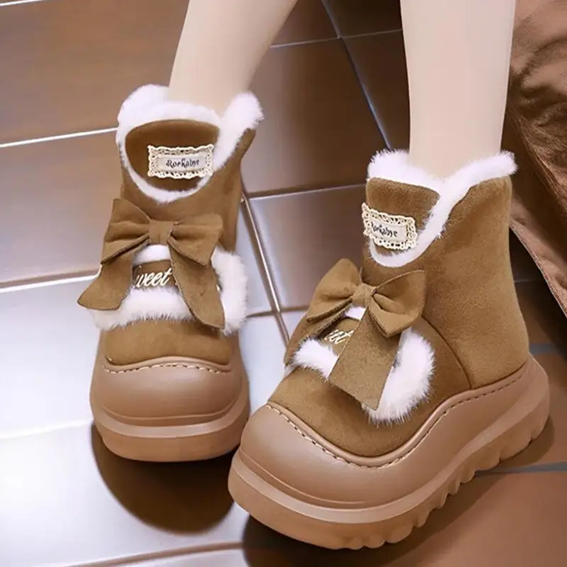 حار 2025 شتاء جديد إمرأة سميكة القاع عالية مساعدة أفخم أحذية قطنية الراحة سميكة الدافئة أحذية قطنية ترتدي في المنزل خارج #2