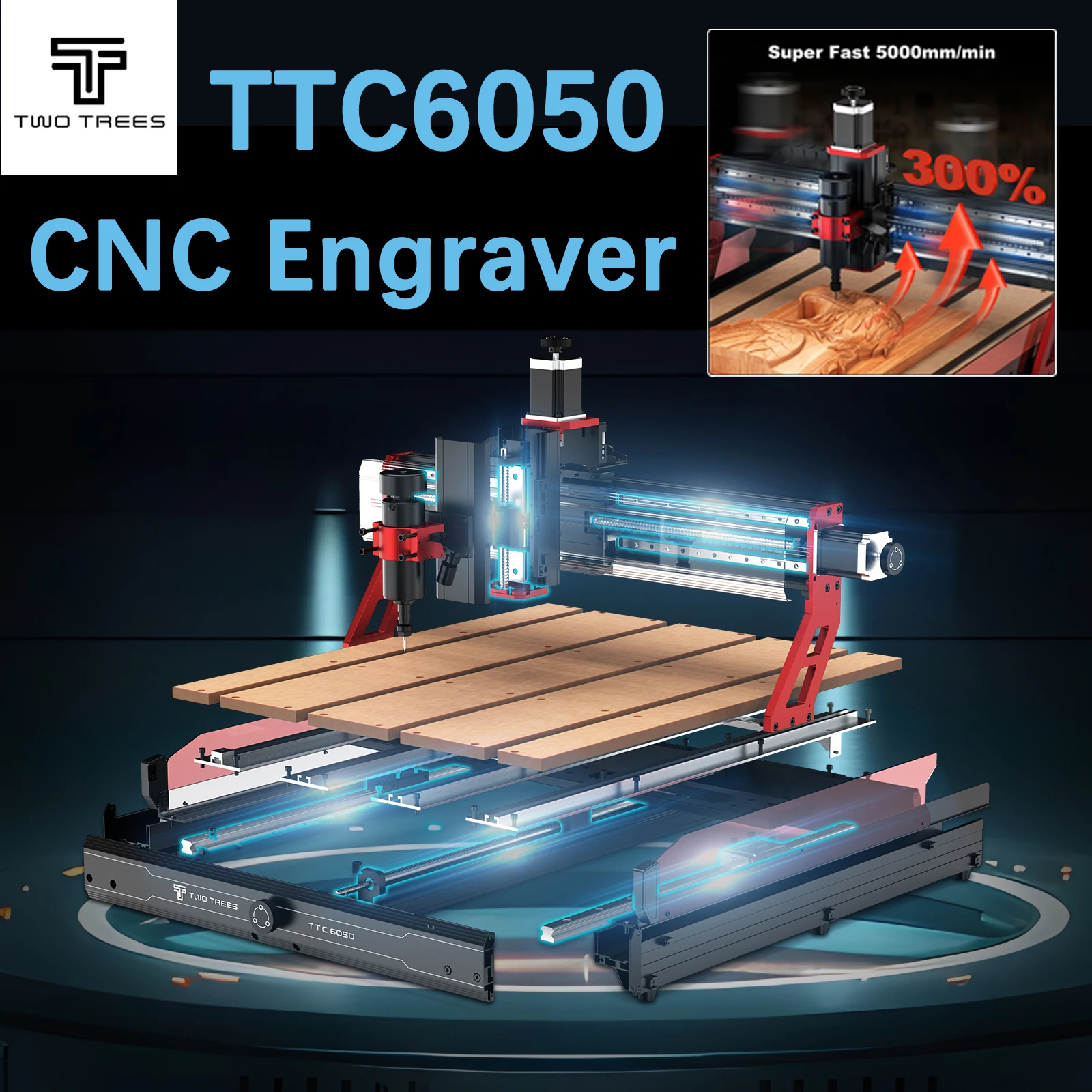 Twotrees 500W CNC Router TTC6050 CNC Engraver DIY Woodwork 600x500mm CNC Engraving Machine For Wood PVC PCB Glass MDF Metal DIY