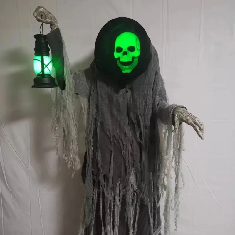 Ghost electric robe lantern skeleton halloween scene decorative props outdoor animation horror noise