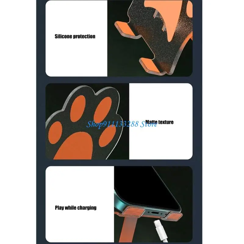 G88D Foldable Cats Claws Acrylic Phone Stand Rotatable Mount Stable Base Slot Simple Installation for Home Office Use
