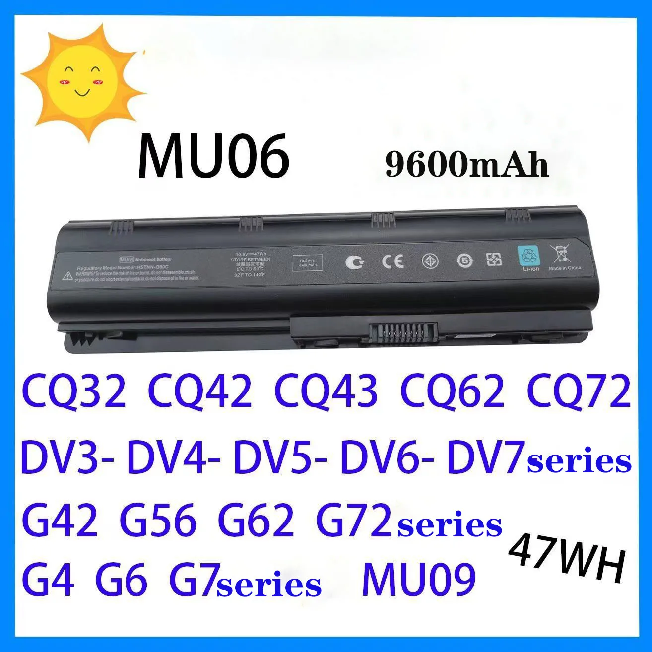 

Suitable for HP G4/6 CQ32 42 62 72 CQ43 630 G56 DV6 MU06 notebook battery hp laptop battery
