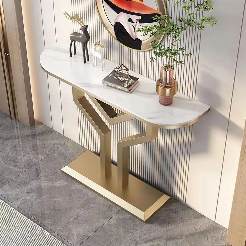 Creative rock slab entrance table against the wall into the hotel aisle decorative cabinet light luxury end view table
