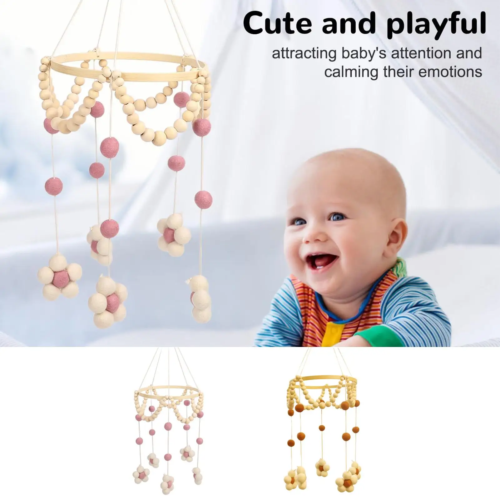 Crib Mobile Bed Bell Hangable Toys With Bell Decoration For Bassinet Playpen Room Girls Boys Overhead Bedside Bedroom