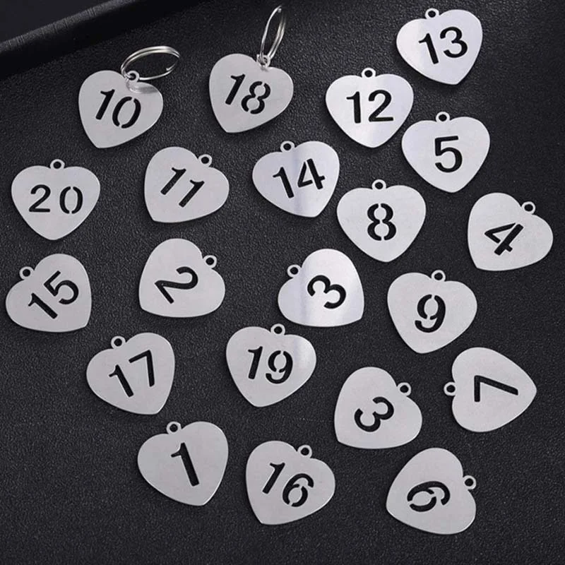 50pcs Hollow Out Metal Numbered Tag Stainless Steel Sequential Numbers Digital Label ID Card Series Tags for Gym Club