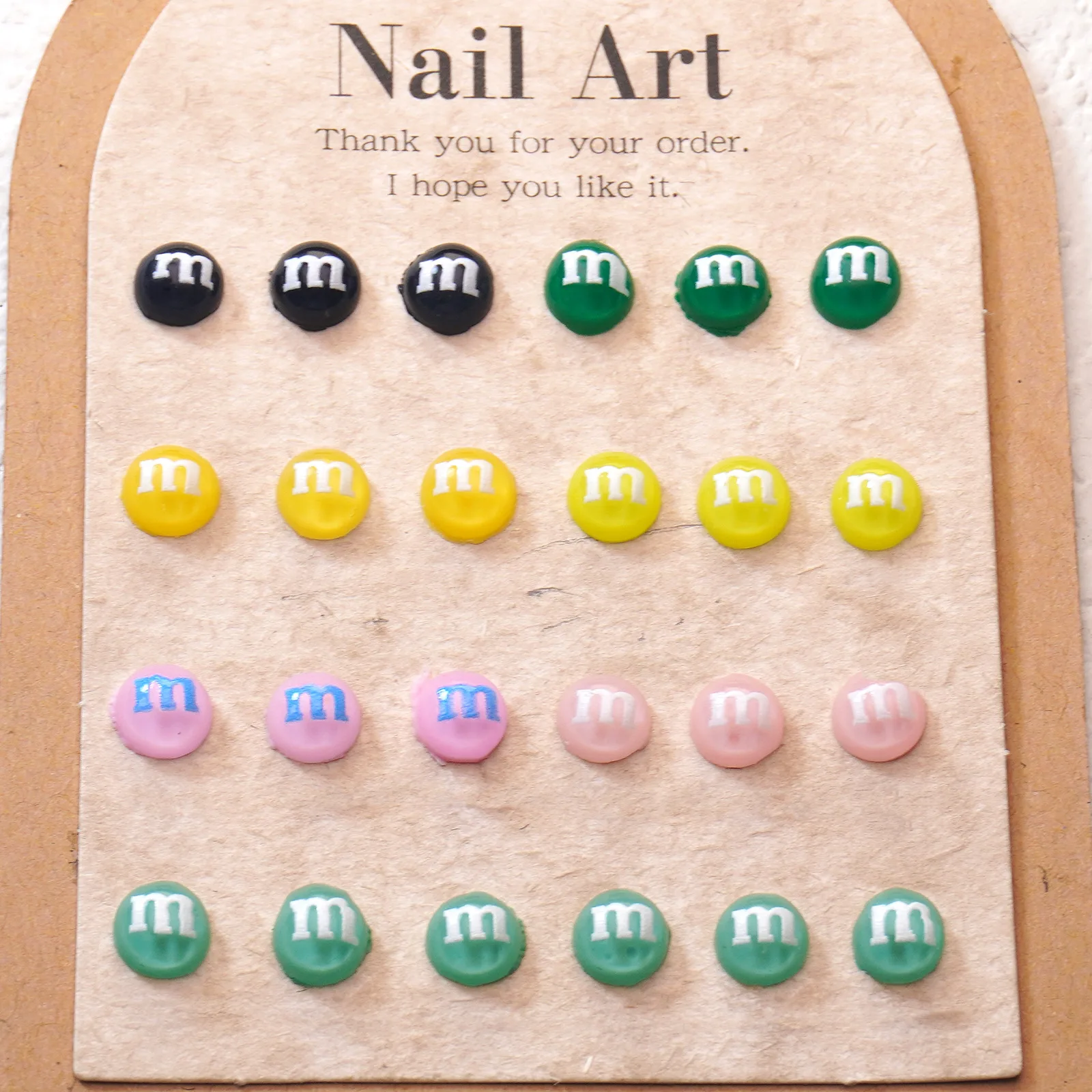 

50pcs New cross-border explosion M bean 8mm simulation nail charms trinkets resin DIY resin material accessor