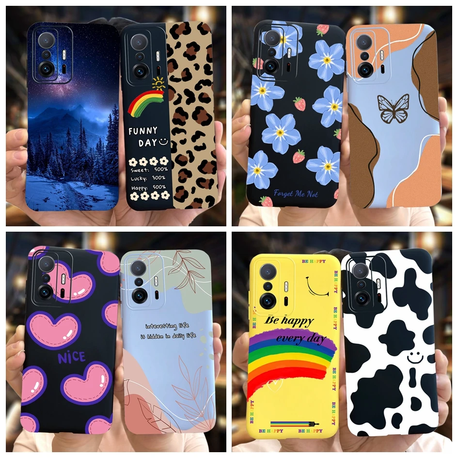 For Xiaomi 11T Case Mi 11T Pro 5G Cover Lovely Rainbow Cow Silicone Soft TPU Shockproof Bumper For Xiaomi Mi 11T Pro Mi11T Funda