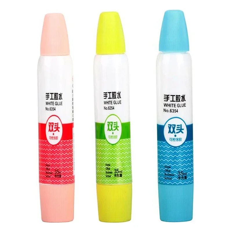 1Pc 35ML White Liquid Glue Double Head High Viscosity Adhesive Glue Office Invoices Documents Glue Students Stationery Supplies