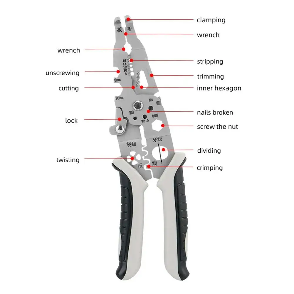 20in1 Multifunctional Wire Strippers Plier Wire Stripping Tool Electric Cable Cutter For Electrician Crimping Pliers Hand Tools