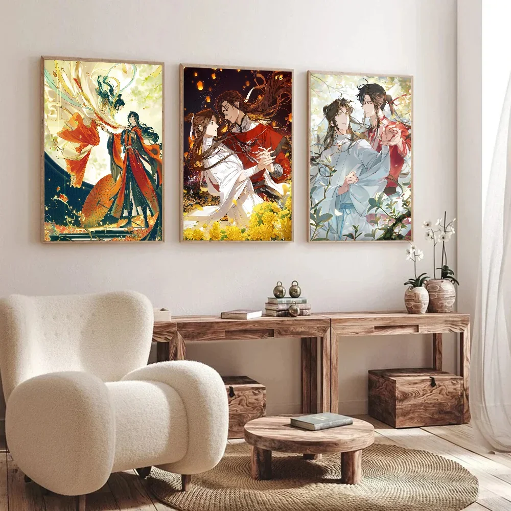 TGCF Tian Guan Ci Fu Heaven Official Blessing Anime Poster Self-adhesive Art Waterproof Paper Sticker House Bar Room Wall Decor